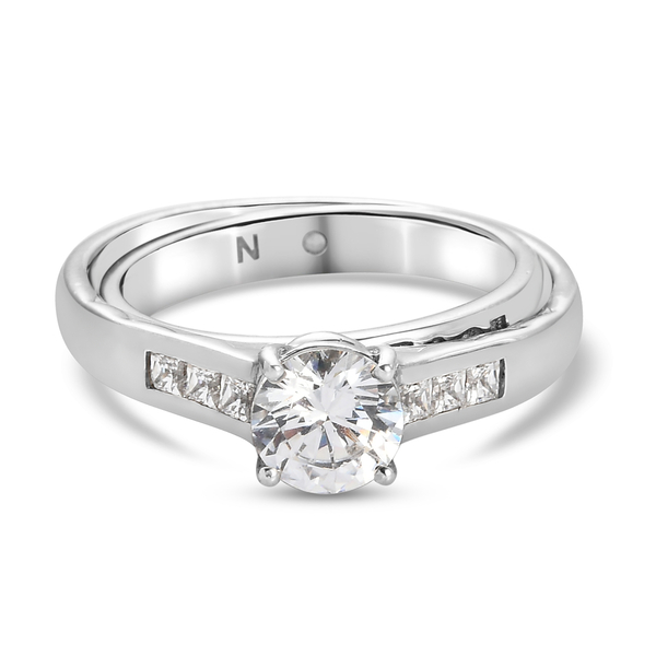 Lustro Stella - Platinum Overlay Sterling Silver Interchangable Ring Made With Finest CZ 2.35 Ct, Si