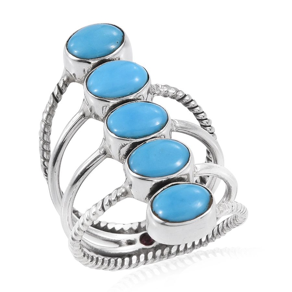 Arizona Sleeping Beauty Turquoise (Ovl), Ruby Ring in Sterling Silver 3.50 Ct.