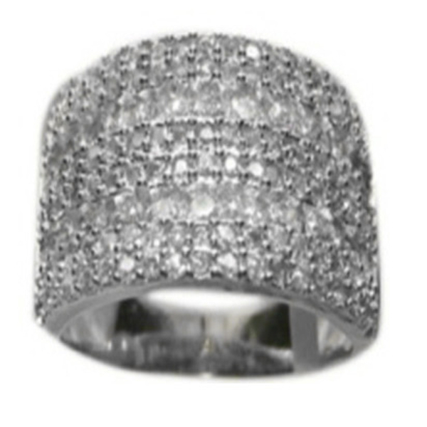 ELANZA AAA Simulated White Diamond (Rnd) Ring in Rhodium Plated Sterling Silver