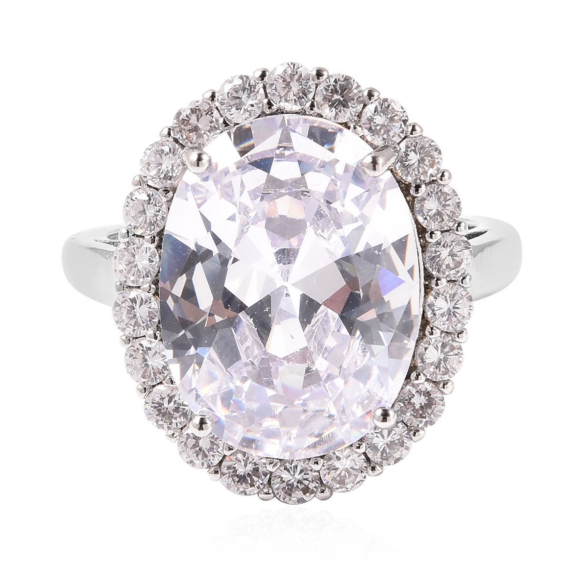 4 Piece Set -  Simulated Diamond Ring, Necklace (Size 20 with 2 inch Ext.), Barcelet (Size 8 with Extra Clasp) and Earrings (with Clasp) in Silver Tone