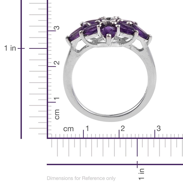 African Amethyst (Rnd), White Topaz Ring in Platinum Overlay Sterling Silver 1.520 Ct.