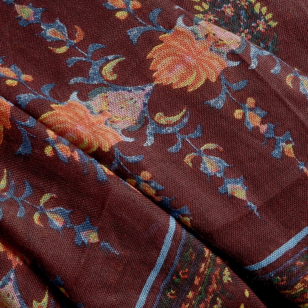 Burgundy, Yellow and Multi Colour Floral Printed Kaftan (Free Size)
