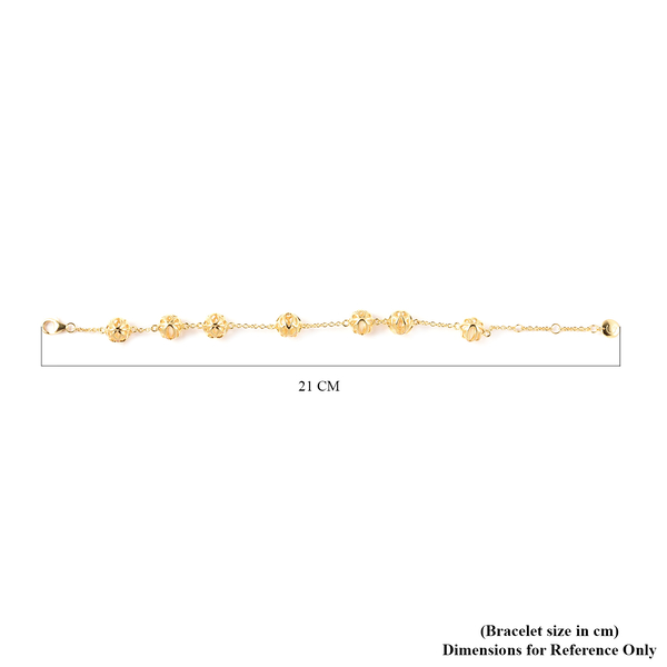 RACHEL GALLEY Lotus Collection - Yellow Gold Overlay Sterling Silver Adjustable Bracelet (Size - 7/7.5/8), Silver wt. 11.35 Gms