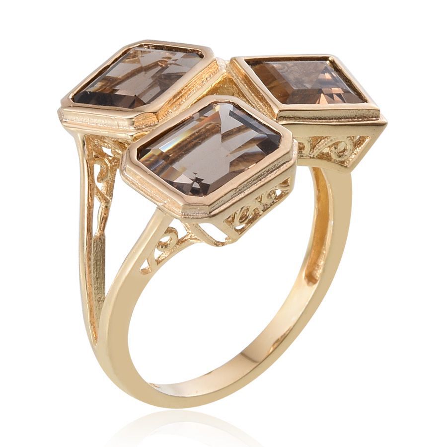 Brazilian Smoky Quartz (Oct) Ring in 14K Gold Overlay Sterling Silver 5.750 Ct.