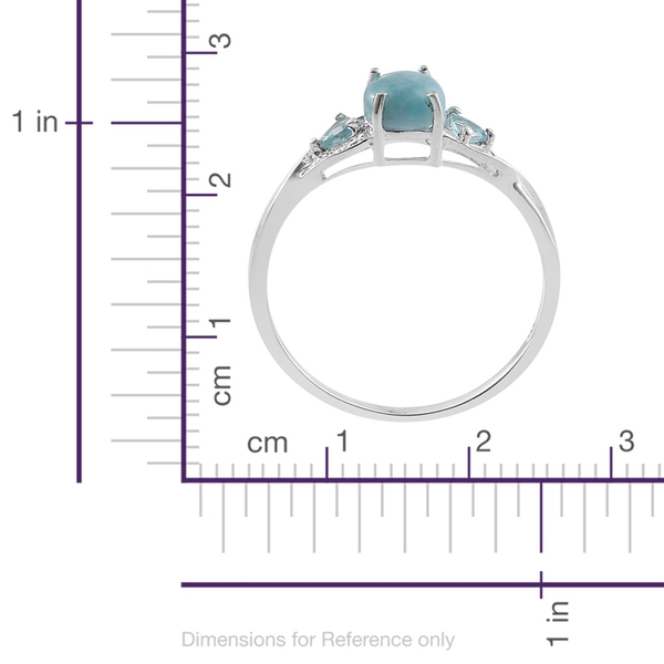 Rare Larimar (Ovl 1.50 Ct), Paraiba Apatite Ring in Sterling Silver 1.750 Ct.