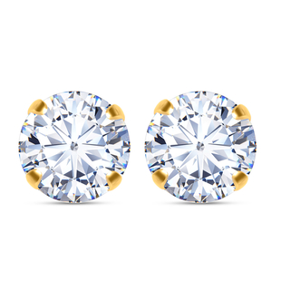 One Time Close Out Deal-  9K Yellow Gold 2ct Cubic Zirconia Stud Earrings