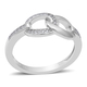 ELANZA Simulated Diamond Interlocked Ring in Rhodium Overlay Sterling Silver