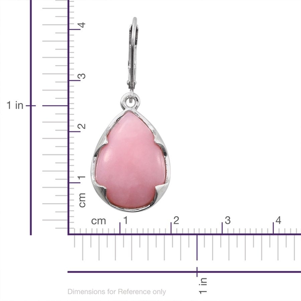Peruvian Pink Opal (Pear) Lever Back Earrings in Platinum Overlay Sterling Silver 17.000 Ct.