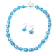 2 Piece Set - Sky Blue Murano Beads & Simulated Blue Moonstone Necklace (Size 20 with 2 inch Extende