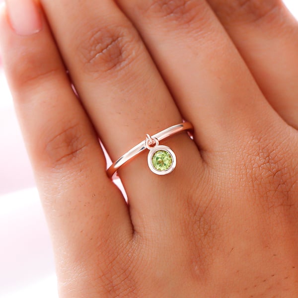 RACHEL GALLEY Hebei Peridot Charm Band Ring in Vermeil Rose Gold Overlay Sterling Silver