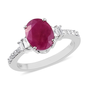 RHAPSODY 2.35 Ct AAAA Ruby and Diamond Solitaire Ring in 950 Platinum VS EF