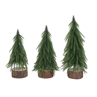 Set of 3 Decorative Christmas Tree - Green