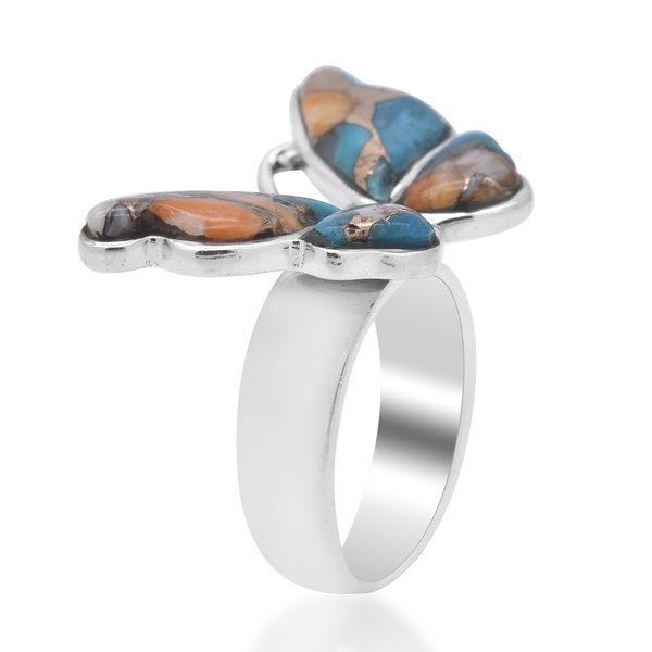 Santa Fe Collection - Spiny Turquoise Butterfly Ring in Sterling Silver