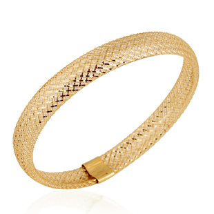 Italian Made- 9K Yellow Gold Stretchable Mesh Bracelet (Size 6 to 10)