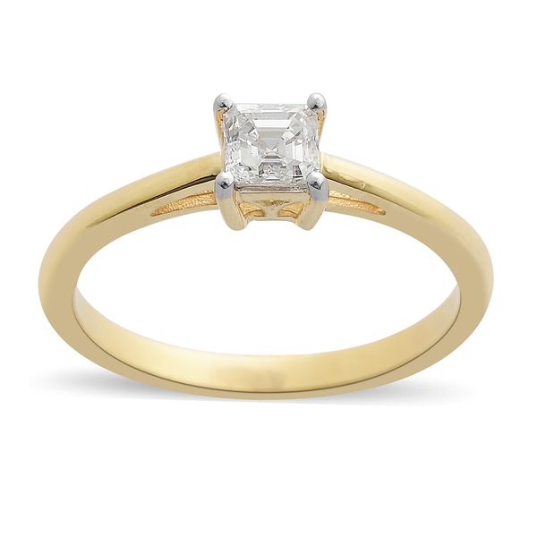 ILIANA 18K Yellow Gold IGI Certified Diamond (Asscher Cut) (SI/G-H) Ring 0.500 Ct.