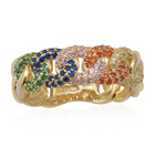 ELANZA Simulated Rainbow Sapphire Curb Ring (Size P) in Yellow Gold Overlay Sterling Silver