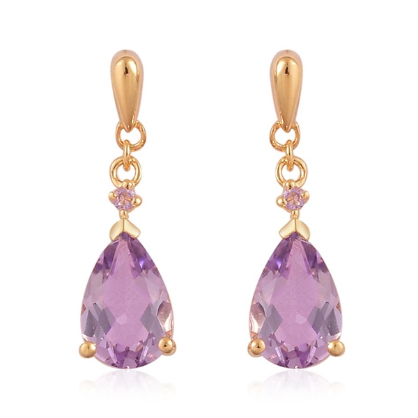 Rose De France Amethyst (Pear) Earrings (with Push Back) in Yellow Gold Overlay Sterling Silver 2.52