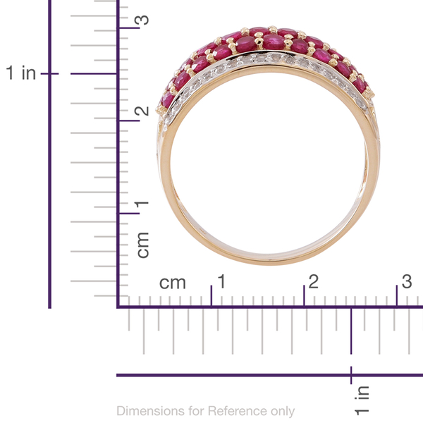 9K Y Gold AAAA Ruby (Rnd), Natural Cambodian White Zircon Ring 2.500 Ct. Gold Wt 4.05 Gms