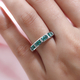 Premium Emerald and Natural Cambodian Zircon Half Eternity Ring in Platinum Overlay Sterling Silver