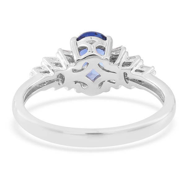 ILIANA 18K W Gold AAA Ceylon Blue Sapphire (Ovl), Diamond Ring 1.000 Ct.