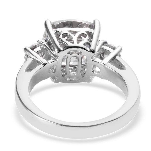 J Francis - Platinum Plated (Cush and Rnd) Ring Made with Finest CZ 9.17 Ct.