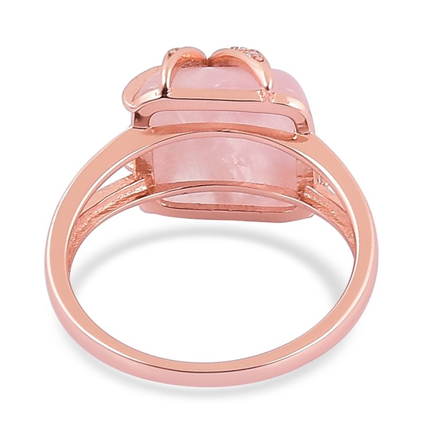 Rose Quartz and Simulated White Diamond Ring in Rose Gold Overlay Sterling Silver 5.800 Ct.