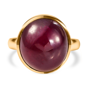 Cabo Delgado Ruby Solitaire Ring in Vermeil Yellow Gold Overlay Sterling Silver 26.59 Ct, Silver Wt.