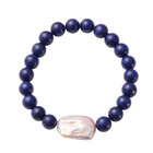 Multi Colour Keshi Pearl and Lapis Lazuli Stretchable Bracelet (Size 7)