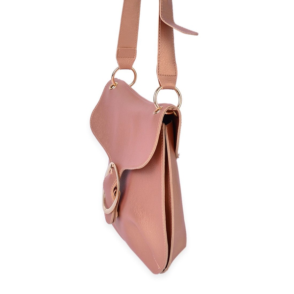 Rose Gold Colour Crossbody Bag with Adjustable Shoulder Strap (Size 29X25 Cm)