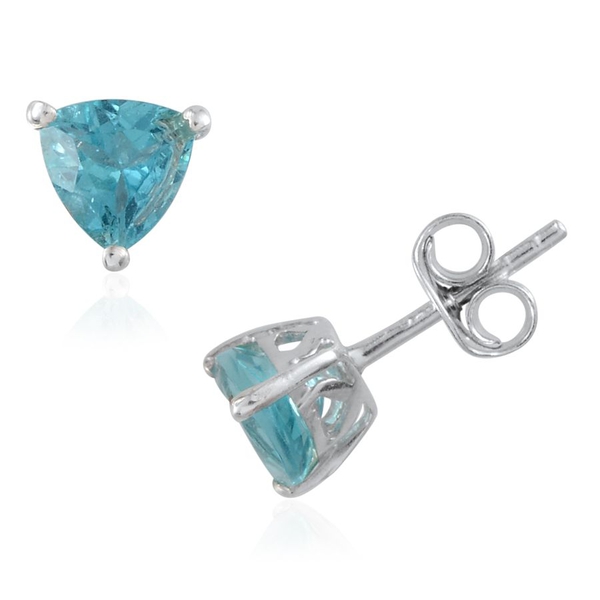 Paraibe Apatite (Trl) Stud Earrings (with Push Back) in Platinum Overlay Sterling Silver 1.250 Ct.