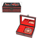2 Layer Camellia Pattern Jewellery Box with Inside Mirror and Removable Tray (Size 21x14x7.5cm) - Re