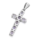 Tanzanite (Ovl) Cross Pendant in Platinum Overlay Sterling Silver 1.22 Ct.