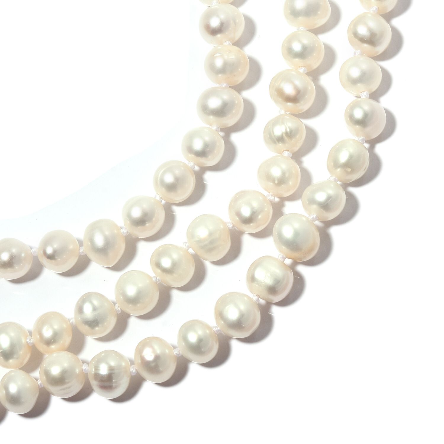 One Time Deal- Triple Lustre High Shine Lustre Freshwater White Pearl Necklace (Size 100)
