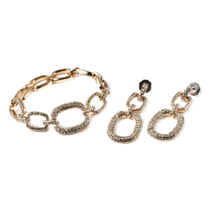 Close Out Collection- 2 Piece Set - Designer Inspired Bracelet & Earrings in Yellow Gold Tone