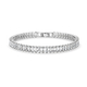 2 Piece Set - Simulated Diamond Bracelet (Size 7.5) and Hoop Earrings in Silver Tone