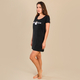 Tamsy Jersey Short Nightdress with Slogan (Size S) - Black