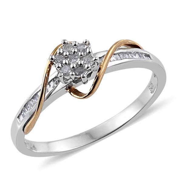 Diamond (Rnd) Ring in Platinum and Yellow Gold Overlay Sterling Silver 0.250 Ct.