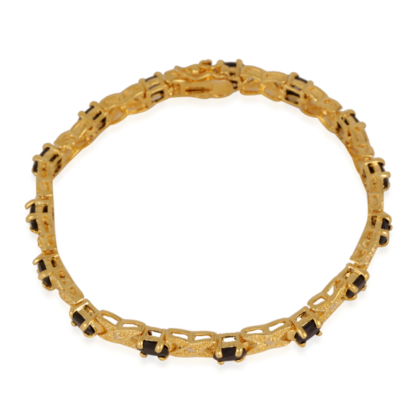 Boi Ploi Black Spinel (Ovl), Diamond Bracelet (Size 7.75) in Gold Bond 6.600 Ct.