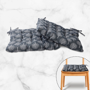 Set of 2 - Tree Pattern Square Chair Pad (Size 40x40cm) - Dark Grey