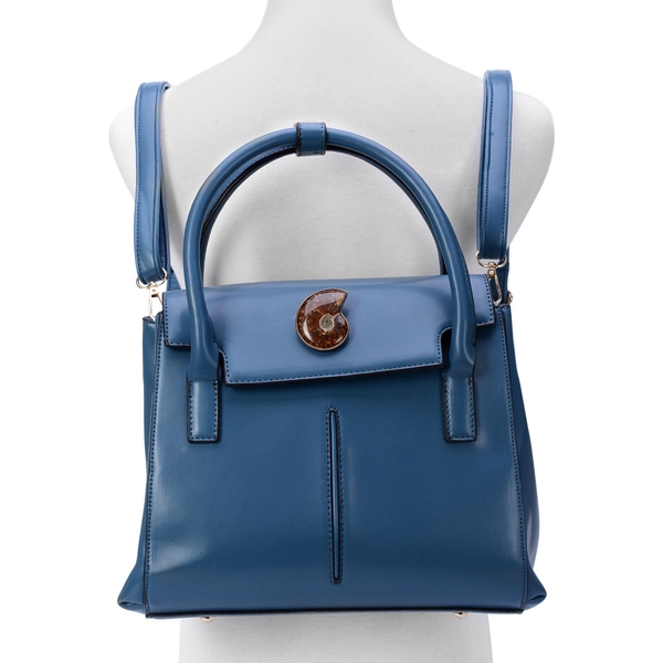 Mermaid Blue Multi-function Ammonite Bag , Adjustable and Removable Shoulder Strap (Size 30x23x9 Cm)