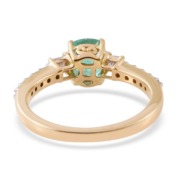 ILIANA 18K Yellow Gold 1.44 Carat AAAA Boyaca Colombian Emerald Ring with Diamond SI G-H