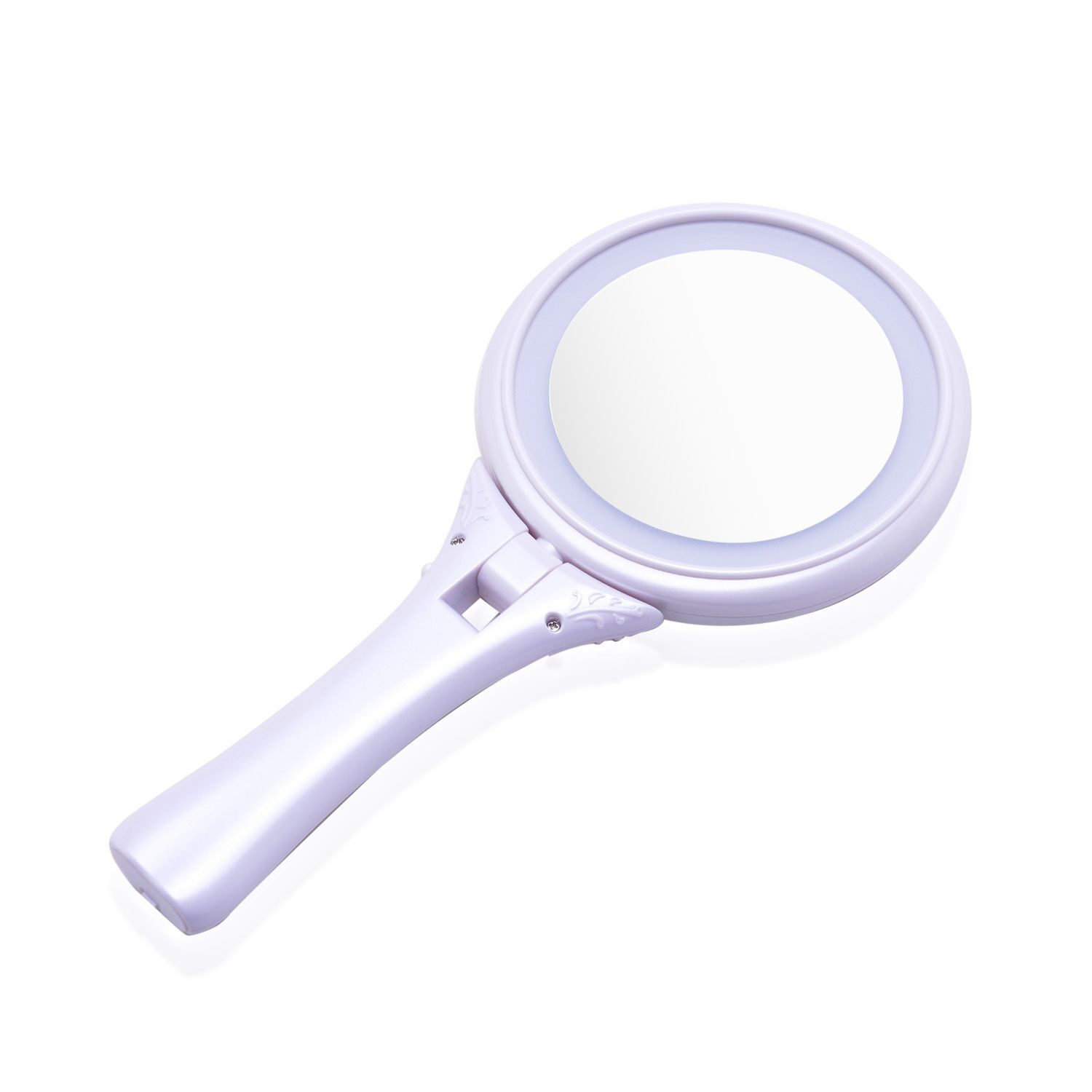Hand Held Mirror with LED Light on Both Sides (Size 24.6x12.8x2 Cm)
