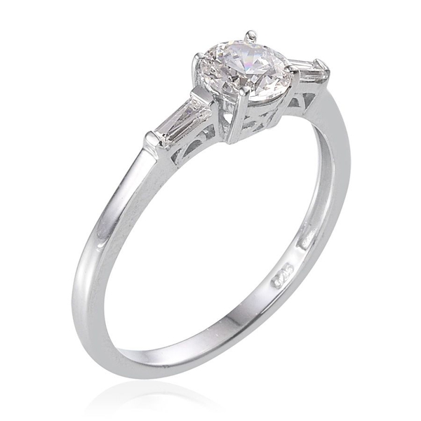Lustro Stella - Platinum Overlay Sterling Silver (Rnd) Ring Made with Finest CZ 1.020 Ct.