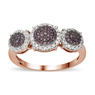 9K Rose Gold Purple and White Diamond Ring 0.50 Ct.