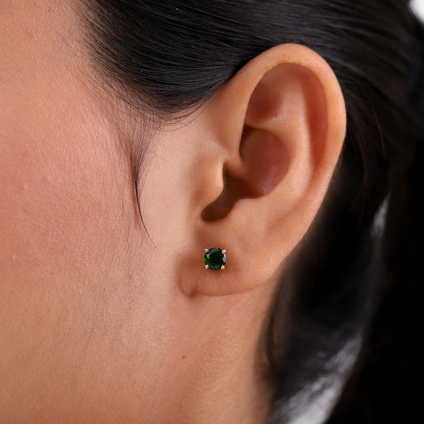 Chrome Diopside Earrings (with Push Back) in 14K Overlay Sterling Silver