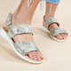 CAPRICE Flat Leather Snakeskin Pattern Sandals ( Size 3.5 ) - Grey
