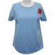 SUGARCRISP Cotton Short Sleeved TShirt with Flower Detail - Chambray Blue
