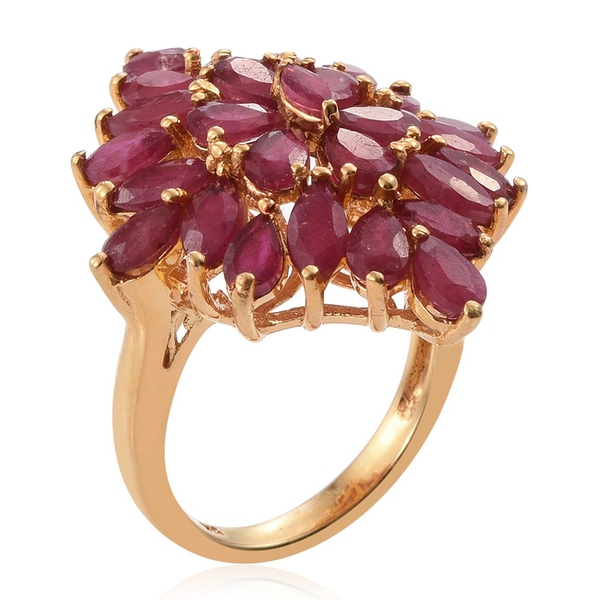 African Ruby (Mrq) Cluster Ring in 14K Gold Overlay Sterling Silver 8.750 Ct.