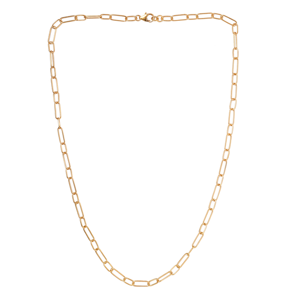 One Time Close Out Deal- 14K Gold Overlay Sterling Silver Paperclip Necklace (Size - 20) With Lobster Clasp