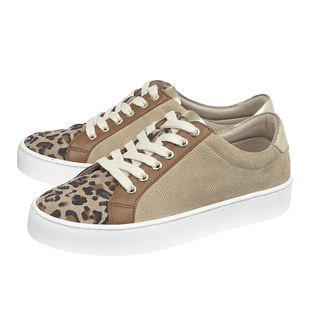 Lotus Stressless Leather Amsterdam Lace-Up Trainers in Natural & Leopard Pattern